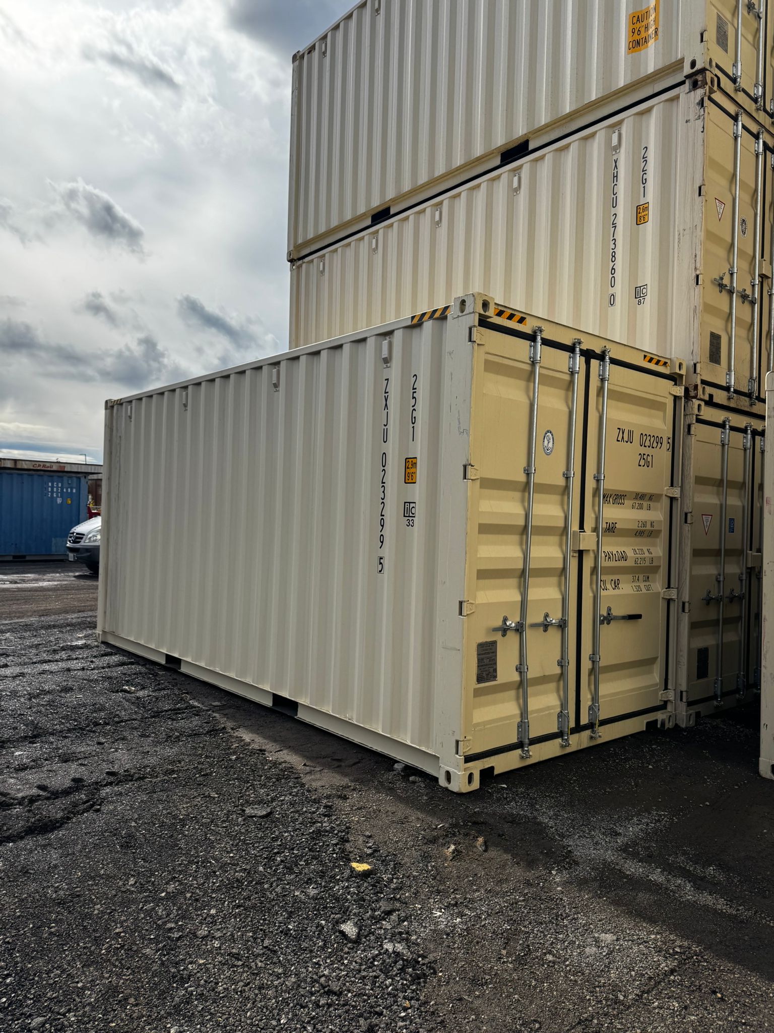 20ft high cube new one-trip shipping container at Lyonheart Containers yard Ontario